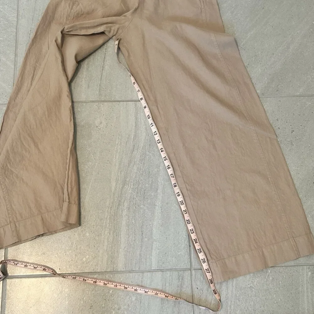 COS Women’s 100% Linen Brown Beige  Wide Leg Pants Size 2